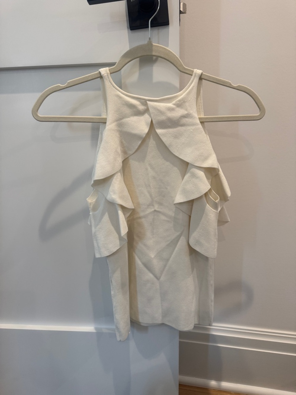 Jonathan Simkhai Cream Ruffle-Trim Tank - Picture 3 of 4